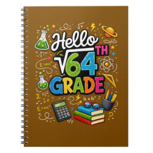 Hallo 8e klas Grappige Vierkantswortel van 64 Wisk Notitieboek