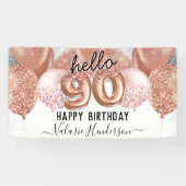 hallo 90 roze Glitter Birthday Balloons Sign. Spandoek (Horizontaal)