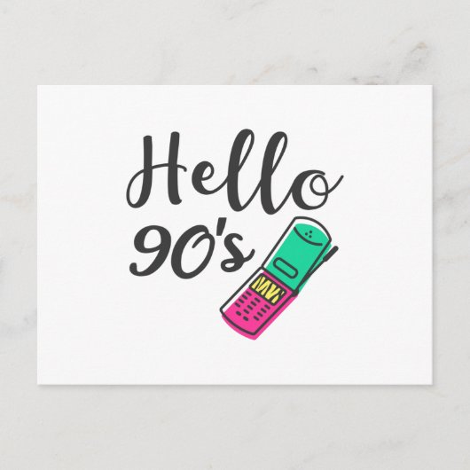 Hallo 90s mobieltje briefkaart (Voorkant)