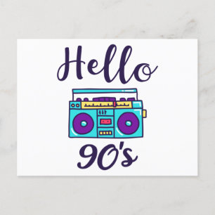 Hallo 90s radio cassetterecorder briefkaart