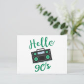Hallo 90s radio cassetterecorder briefkaart (Staand voorkant)