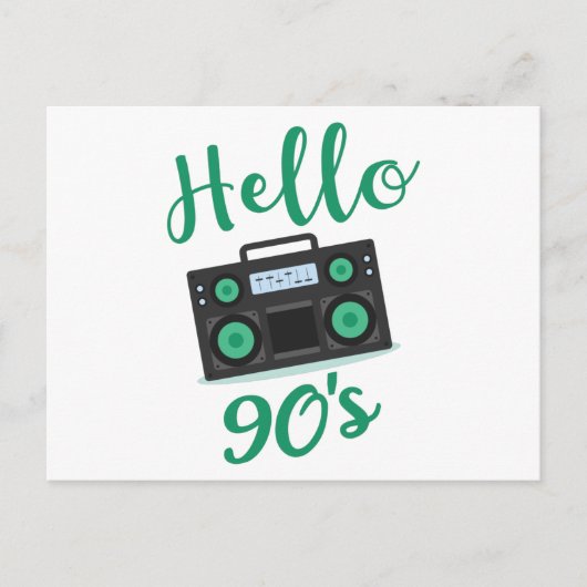 Hallo 90s radio cassetterecorder briefkaart (Voorkant)