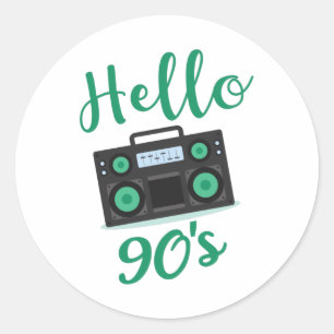 hallo 90s radiocassetrecorder ronde sticker