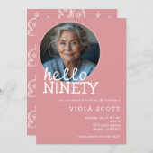 hallo 90ste verjaardagsfeest kaart (Voorkant / Achterkant)