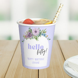 Hallo (Aangepast jaar) - Delicate Florals 50th Papieren Bekers