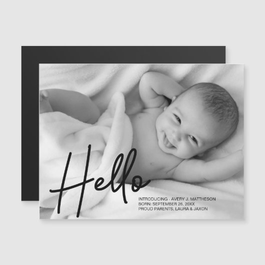 hallo Aangepaste foto Introductie Baby (Voorkant / Achterkant)