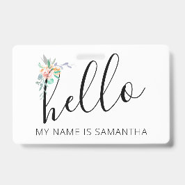 hallo Aangepaste naam Floral Edge Badge