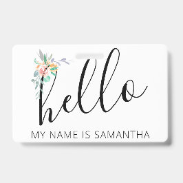 hallo Aangepaste naam Floral Edge Badge