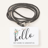 hallo Aangepaste naam Floral Edge Badge (Voorkant met draagriem)