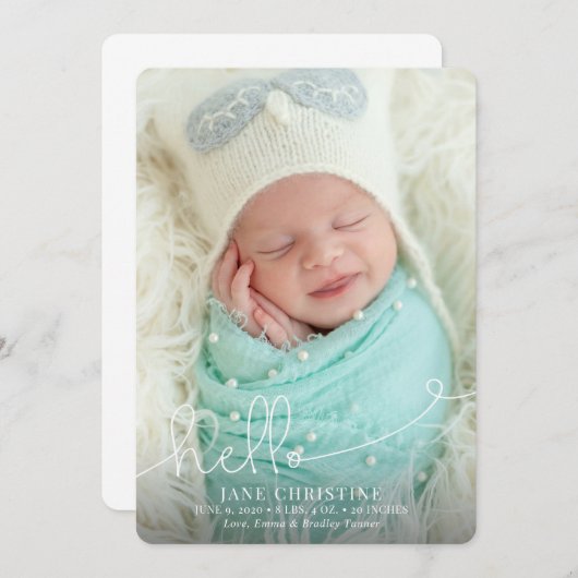 hallo Aankondiging geboorte (Voorkant / Achterkant)