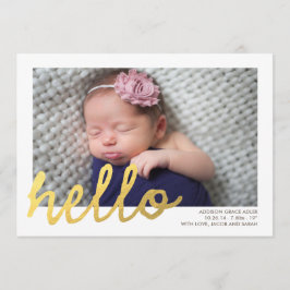 hallo Aankondiging geboorte // Faux Gold Foil