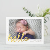 hallo Aankondiging geboorte // Faux Gold Foil (Staand voorkant)