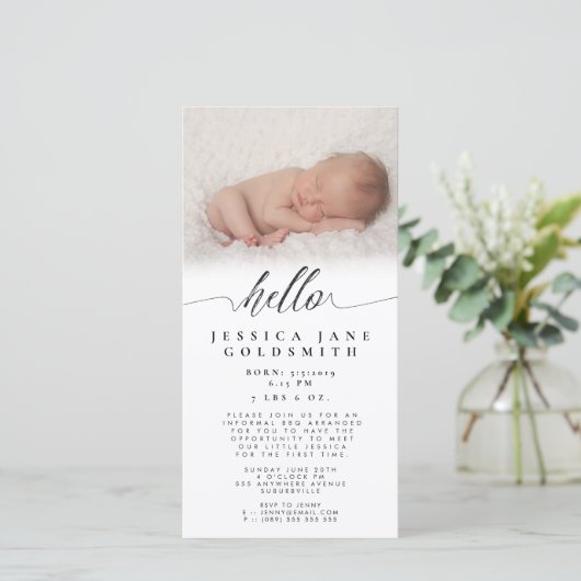 hallo Aankondiging geboorte Sip & See Party (Staand voorkant)