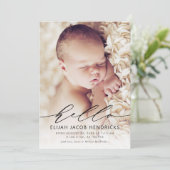 hallo Aankondiging geboorte van modern script (Staand voorkant)