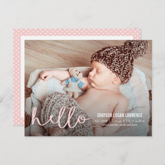 hallo Aankondiging van moderne geboorte (Voorkant / Achterkant)