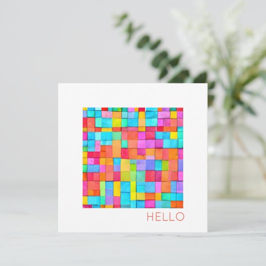 HALLO Abstracte Kunst Modern Kleurrijk Happy Fun (Staand voorkant)