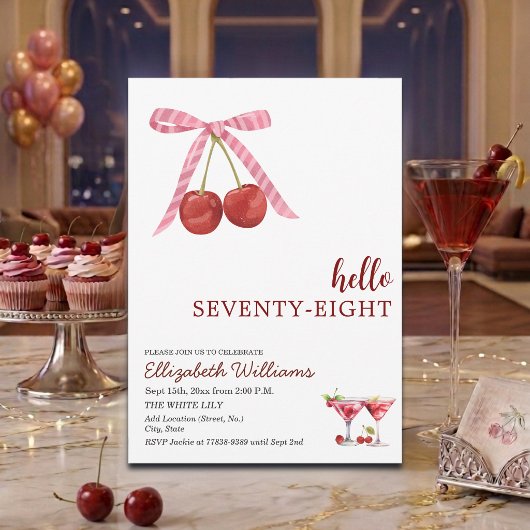 Hallo Achtenzeventig Cherry Martini Verjaardagsfee Kaart