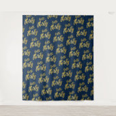 Hallo Achtergrond Gold Navy "Verjaardag Wandkleed (Voorkant)