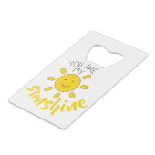 Hallo Afbeelding Geel Hand getrokken Sun Creditkaart Flessenopener (Voorkant Gekanteld)