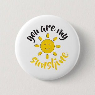 Hallo Afbeelding Geel Hand getrokken Sun Ronde Button 5,7 Cm