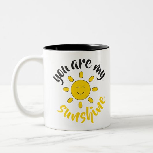 Hallo Afbeelding Geel Hand getrokken Sun Tweekleurige Koffiemok (Links)