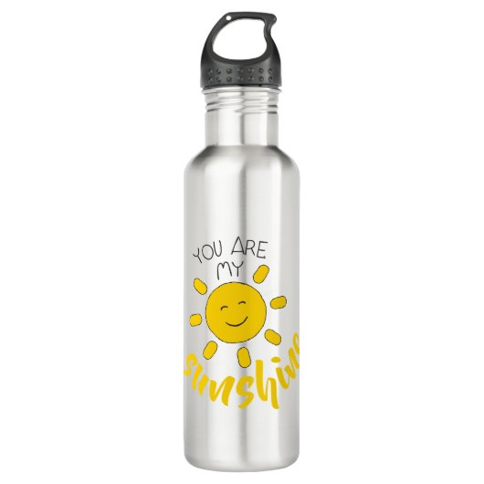 Hallo Afbeelding Geel Hand getrokken Sun Waterfles (Voorkant)