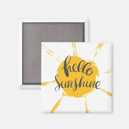 Hallo Afbeelding Geel HandDrawn Sun Magneet (Voorkant / Achterkant)