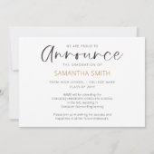 Hallo Afgestudeerde Moderne Calligrafie 3 Foto Afg Aankondiging (Achterkant)