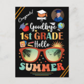 Hallo Afscheid 1e klas? Zomer Afstuderen Custom Aankondigingskaart (Voorkant)