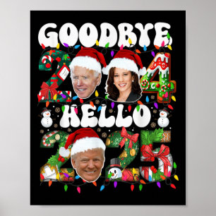 Hallo Afscheid 2024 2025 Grappig Kerstfeest Trump Poster