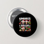 Hallo Afscheid 2024 2025 Grappig Kerstfeest Trump Ronde Button 5,7 Cm (Voorkant /achterkant)