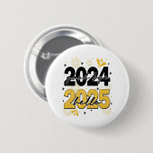 Hallo Afscheid 2024 2025 Vuurwerk Gelukkig Nieuwja Ronde Button 5,7 Cm (Voorkant /achterkant)