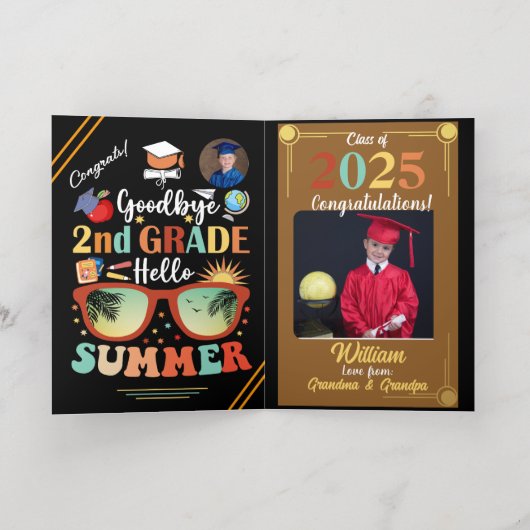 Hallo Afscheid 2e klas Afstuderen Folie Wenskaart (Binnenlaag)
