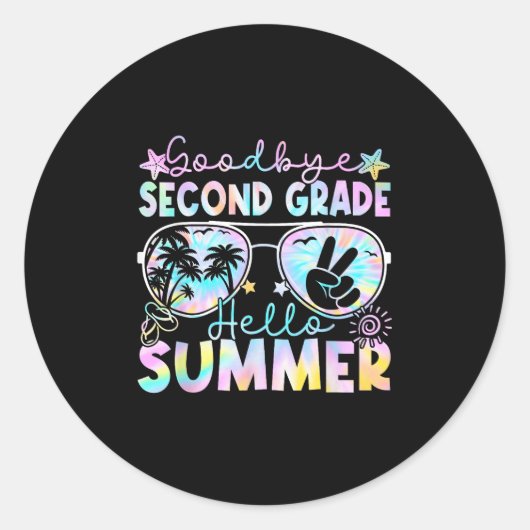 Hallo Afscheid 2e klas Ronde Sticker (Voorkant)