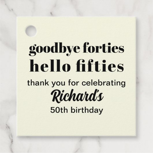 Hallo Afscheid Forties 50ste verjaardag Bedankjes Labels (Voorkant)