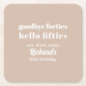 Hallo Afscheid Forties 50ste verjaardag Kartonnen Onderzetters (Voorkant)