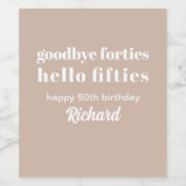 Hallo Afscheid Forties 50ste verjaardag Wijn Etiket (Enkel label)