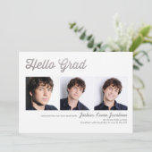 hallo Afstudeerder Silver Foil 3 Foto Afstuderen Kaart (Staand voorkant)