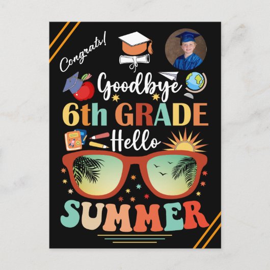 Hallo Afstuderen Afscheid 6e klas Aankondigingskaart (Voorkant)