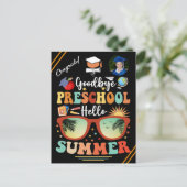 Hallo Afstuderen Custom Goodbye Preschool Aankondigingskaart (Staand voorkant)