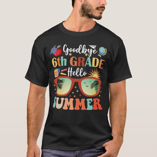 Hallo Afstuderen Funny Goodbye 6e Grade T-shirt (Voorkant)