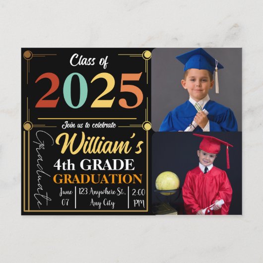 Hallo Afstuderen Vaarwel 4e klas Aankondigingskaart (Achterkant)