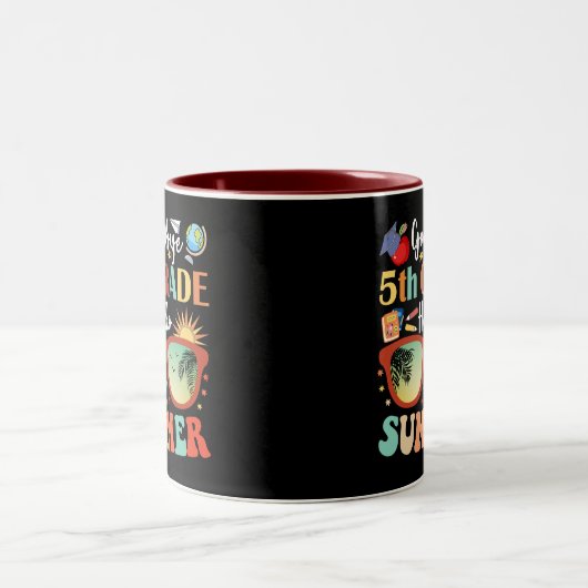 Hallo Afstuderen Vaarwel 5e klas Tweekleurige Koffiemok (Center)