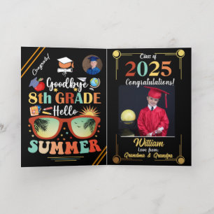 Hallo Afstuderen Vaarwel 8e klas Folie Wenskaart