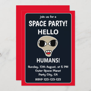 Hallo Alien ~ Humans Funny Alien Space Party Kaart