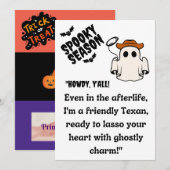 "Hallo allemaal! Texas Cowboy Ghost Halloween Feestdagenkaart (Voorkant / Achterkant)