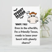 "Hallo allemaal! Texas Cowboy Ghost Halloween Feestdagenkaart (Staand voorkant)