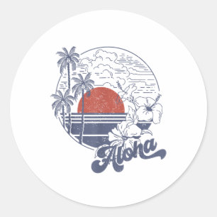 Hallo Aloha Ø Zomervakantie Hawaii Beach Family Ma Ronde Sticker