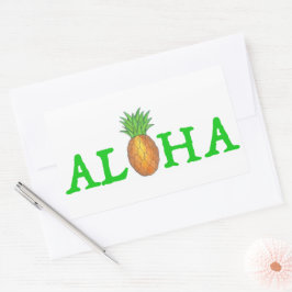 HALLO ALOHA Tropisch eiland Hawaïaanse ananas Rechthoekige Sticker