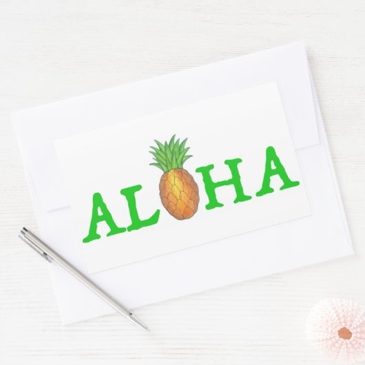 HALLO ALOHA Tropisch eiland Hawaïaanse ananas Rechthoekige Sticker (Envelop)